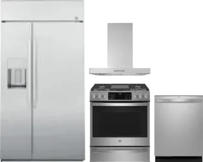 4 Piece Package Includes Refrigerator, Range, Hood And Dishwasher